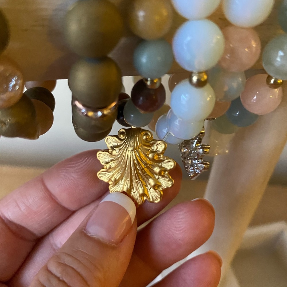Pretty Bead Bracelet #5 with gold vermeil charm🌷